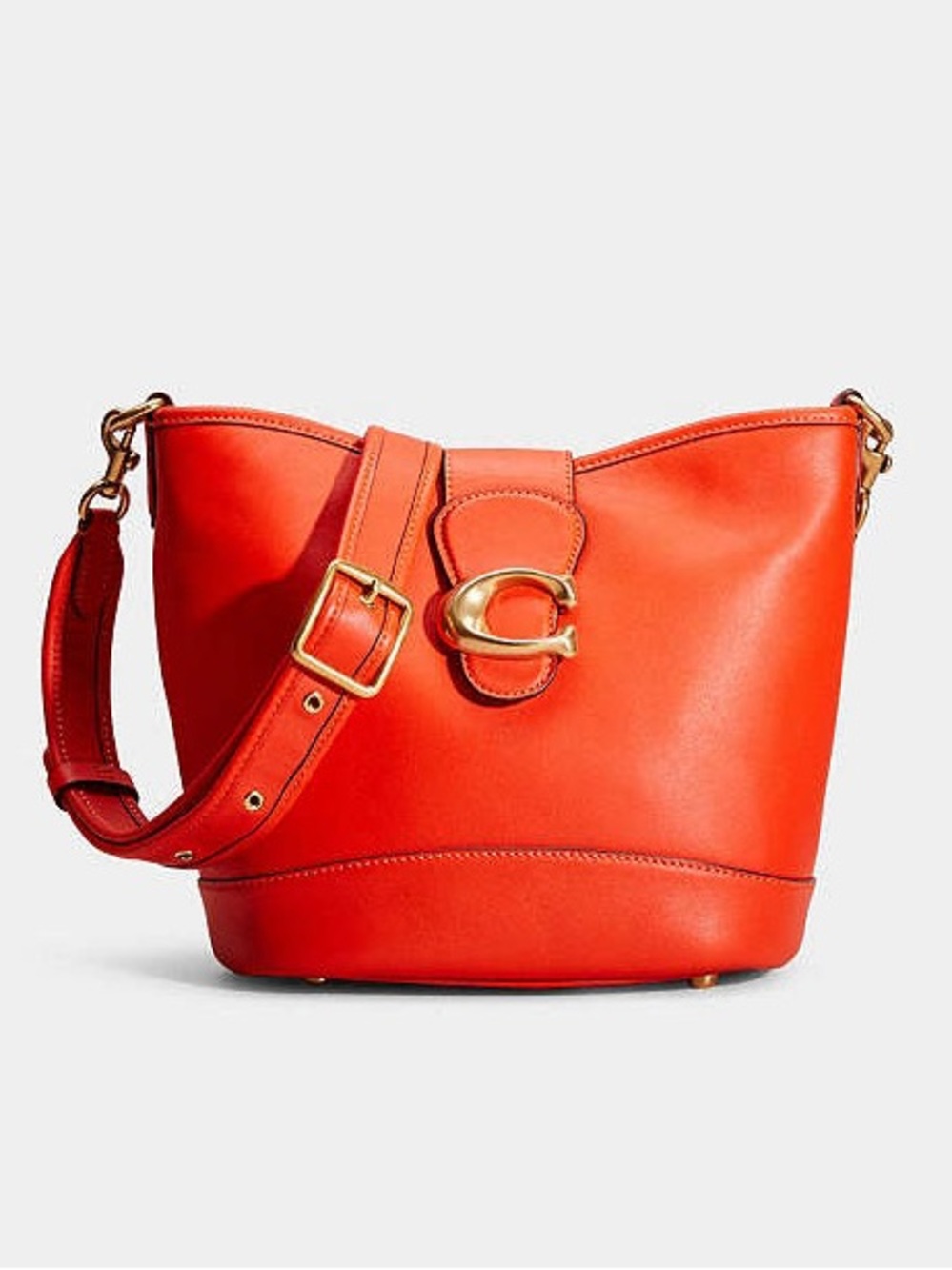 Coach Red Leather Shoulder Bag with Gold Hardware